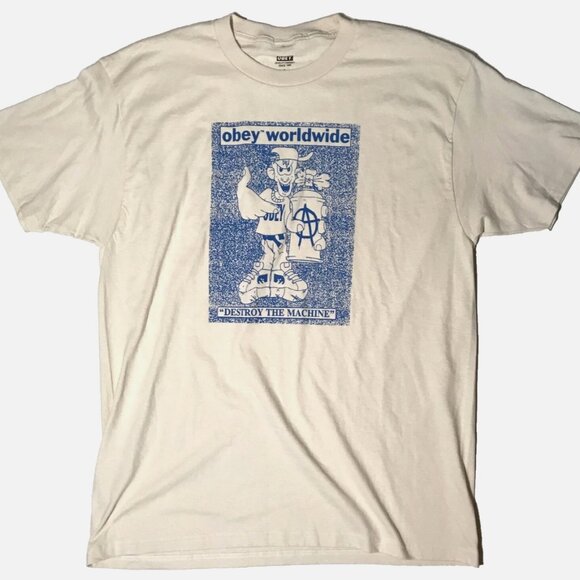 Obey Worldwide Destroy The Machine T-shirt Size LARGE Graffiti Character - Picture 1 of 3